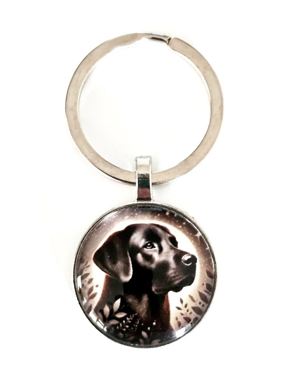 Black Labrador Glass Cabochon Keychain, Unisex, Lab Dog Lover, Gift Charm, Pet